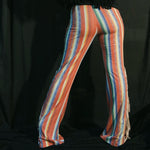 Load image into Gallery viewer, Red Stripe Flares with White Fringe
