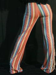 Load image into Gallery viewer, Red Stripe Flares with White Fringe

