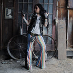 Load image into Gallery viewer, Yellow &amp; Blue Flares with Black Fringe
