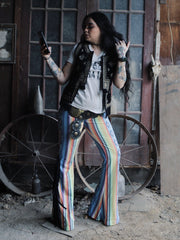 Load image into Gallery viewer, Yellow &amp; Blue Flares with Black Fringe
