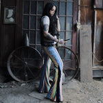 Load image into Gallery viewer, Yellow &amp; Blue Flares with Black Fringe
