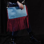 Load image into Gallery viewer, Faux Alligator Purse with Pink Fringe - Lisa Lassi
