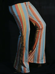 Load image into Gallery viewer, Blue &amp; Orange Flares with Tan Fringe
