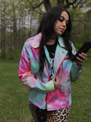 Load image into Gallery viewer, Tye-Dye Liquid Moto Jacket
