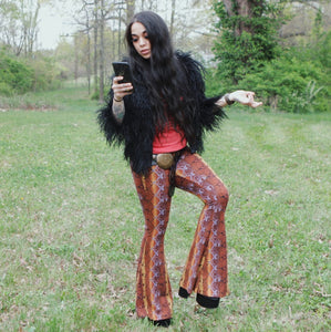 Multicolor Snake Print Flare Pants