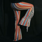 Load image into Gallery viewer, Red Stripe Flares with White Fringe
