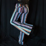 Load image into Gallery viewer, Striped Bell Bottom Jeans
