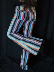 Load image into Gallery viewer, Striped Bell Bottom Jeans
