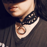 Load image into Gallery viewer, Leather O-Ring Intricate Cut Choker - Lisa Lassi
