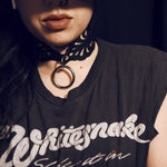 Load image into Gallery viewer, Leather O-Ring Intricate Cut Choker - Lisa Lassi
