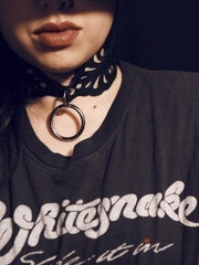 Load image into Gallery viewer, Leather O-Ring Intricate Cut Choker - Lisa Lassi
